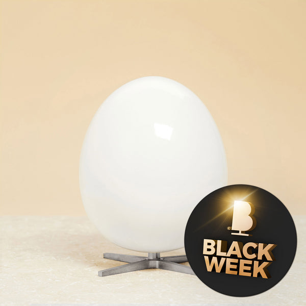 Brainchild – Träfigur – Ägget Figuren – Vit – Stålfot