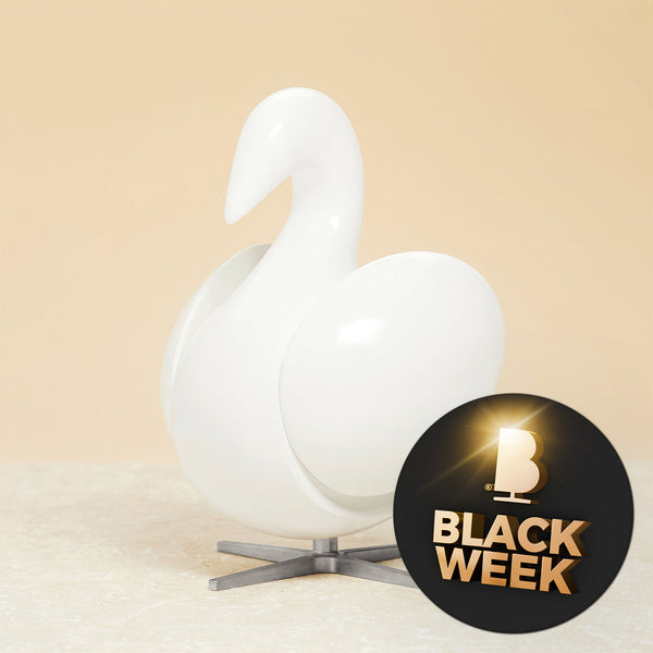 Brainchild – Träfigur – Svan Figuren – Vit – Stålfot