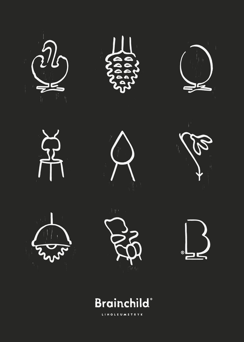Brainchild – Poster – Linoleumtryck – Svart