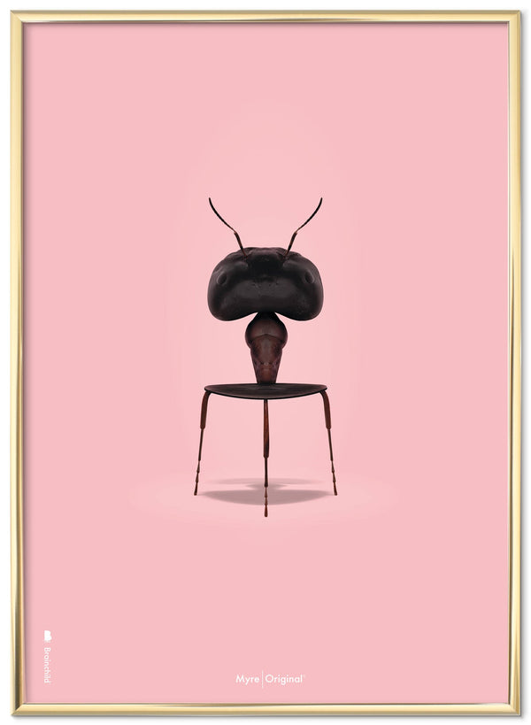 Brainchild myre plakat, rosa baggrund, messing guld plakatramme